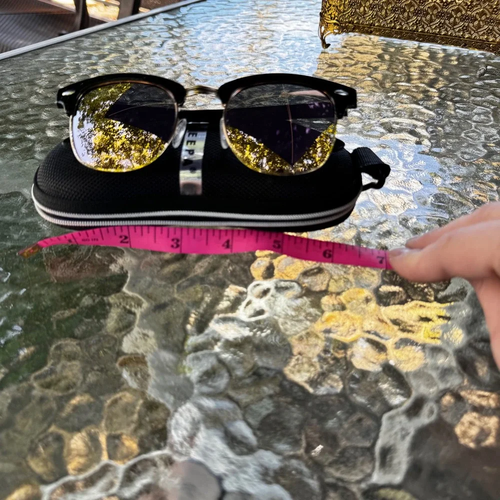 NIEEPA Clubmaster Style Reflective Sunglasses Black Gold Lenses Vintage Inspired